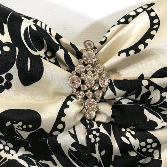 Strapless Floor Length Dress Formal Floral Black White Sz 4, DJ-JAZ - Picture 4 of 11